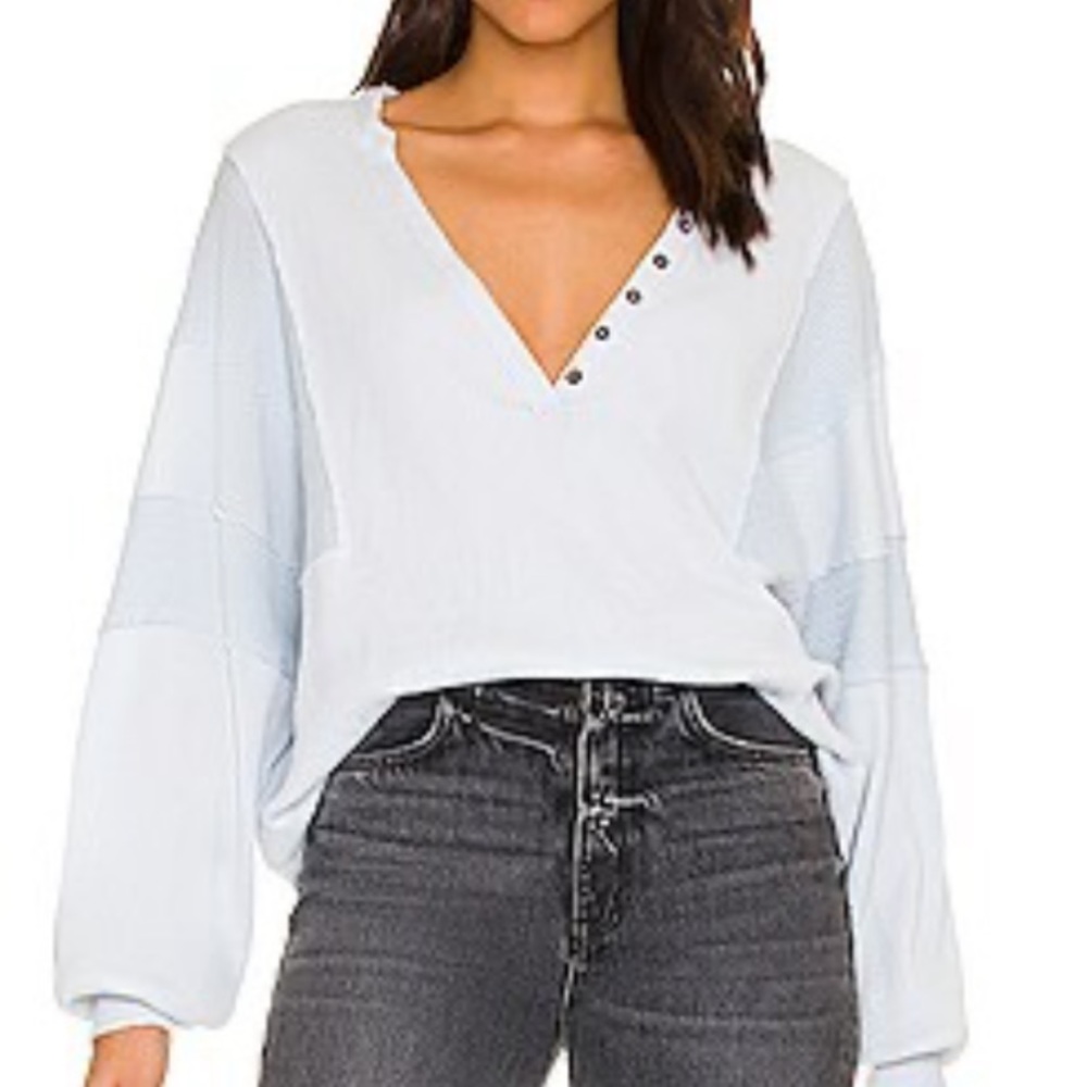 Free People Callisto Henley Size Small Iced Water